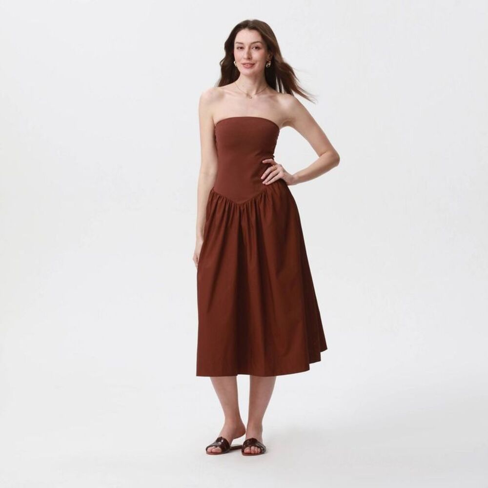 Women's Sleeveless Tube Knit Maxi A-Line Dress - A New Day Brown XL
